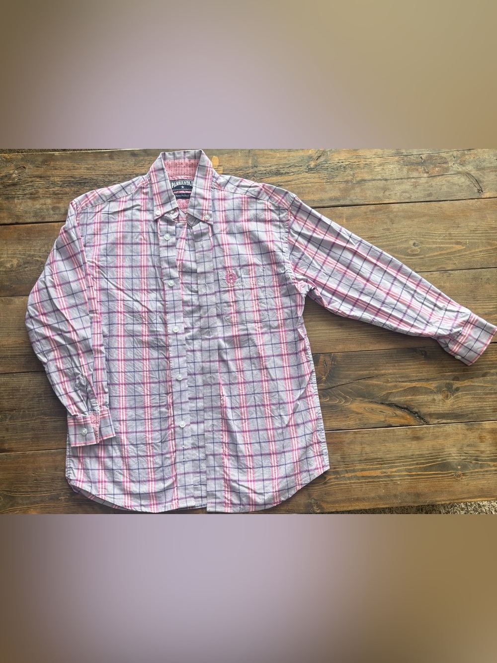 Kids Panhandle Classic Plaid Button-Down Shirt - Pink and Gray